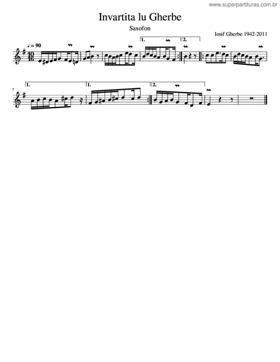 Partitura da música Invartita Lu Gherbe Sax
