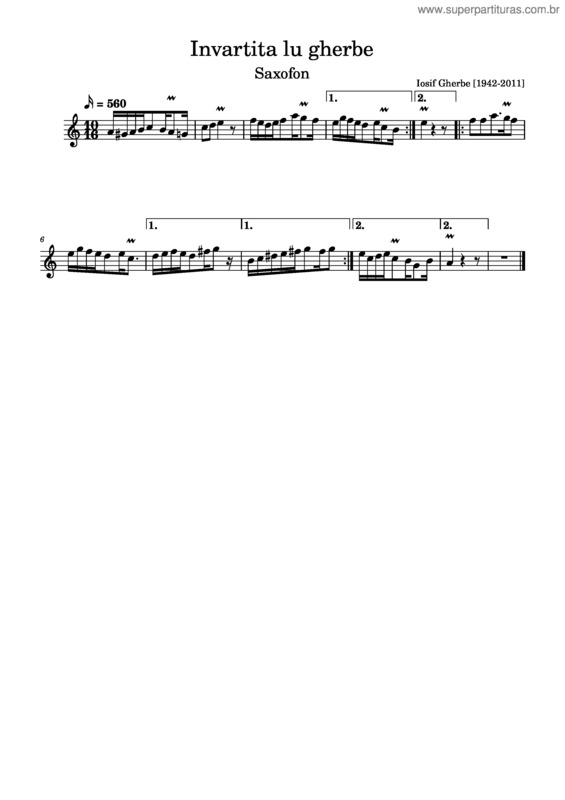 Partitura da música Invartita Lu Gherbe