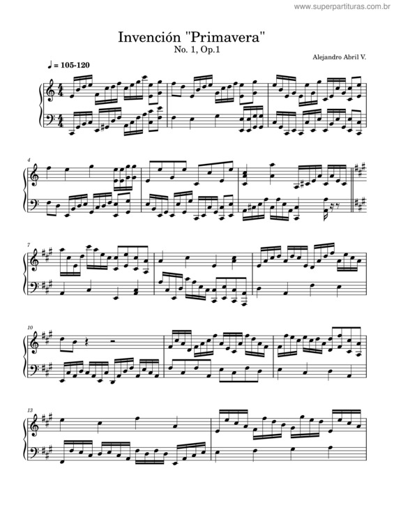 Partitura da música Invencion–Primavera