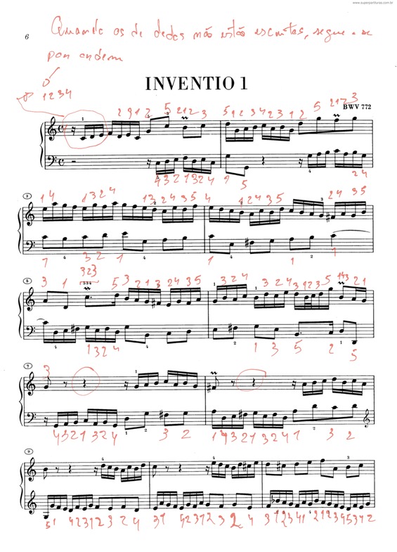Partitura da música Invention 1 v.2