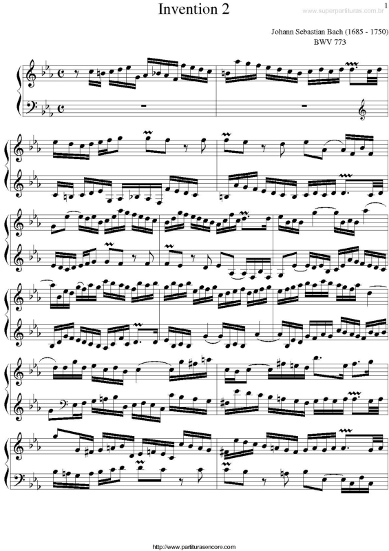 Partitura da música Invention 2