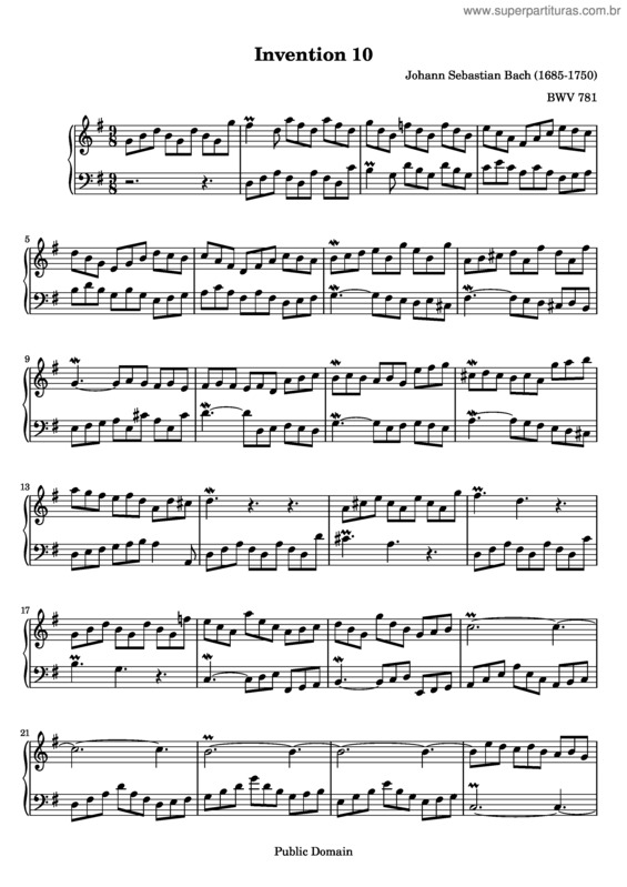 Partitura da música Invention No. 10