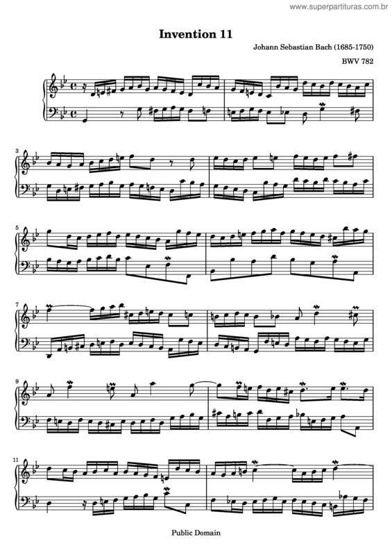 Partitura da música Invention No. 11