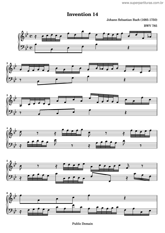 Partitura da música Invention No. 14