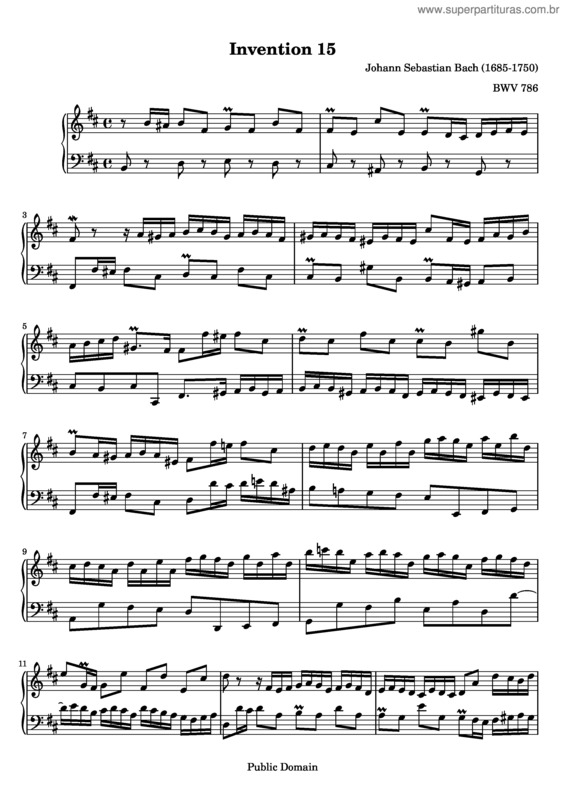 Partitura da música Invention No. 15