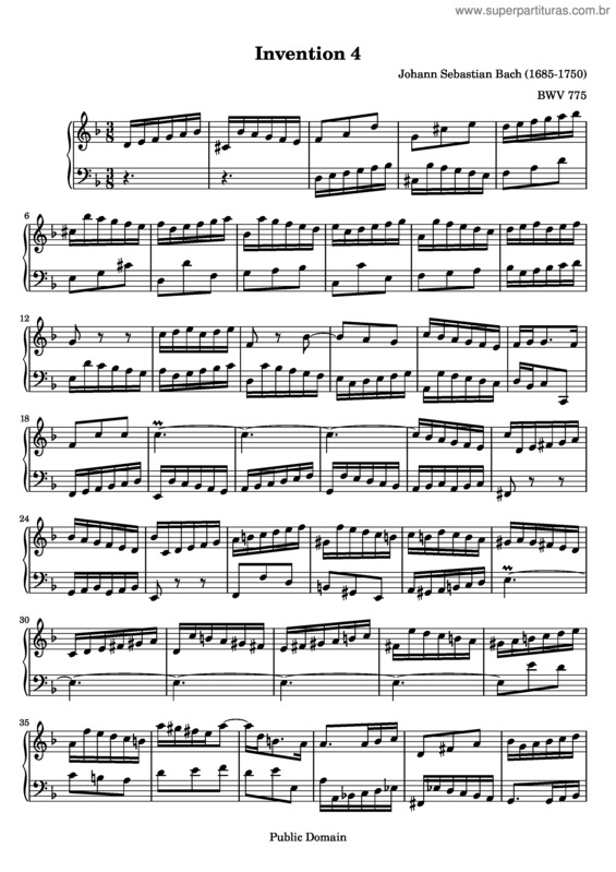 Partitura da música Invention No. 4