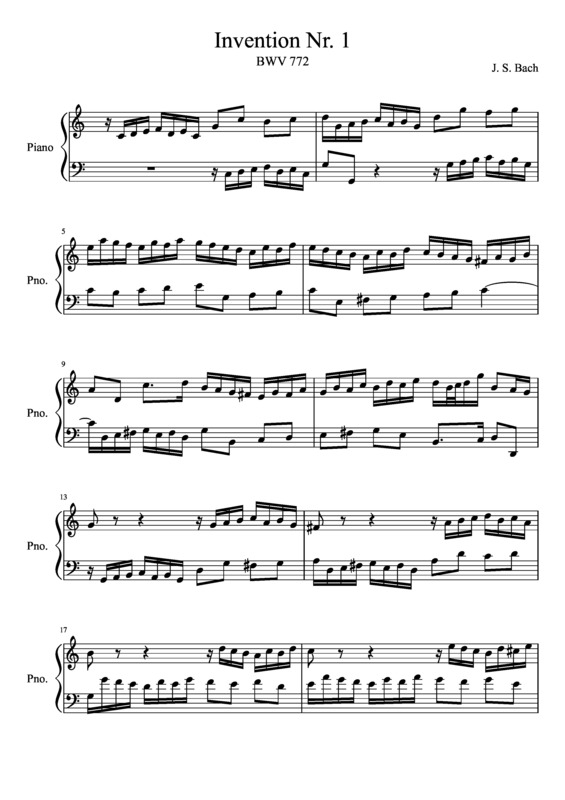 Partitura da música Invention Nr 1