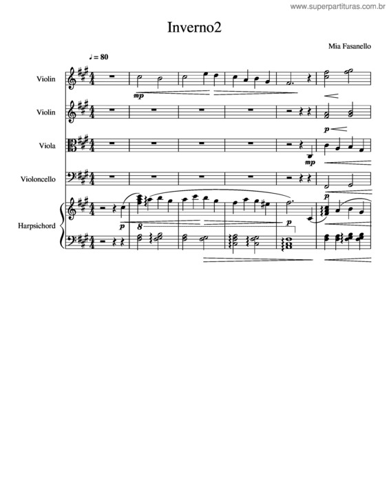 Partitura da música Inverno– Baroque Instrumentation
