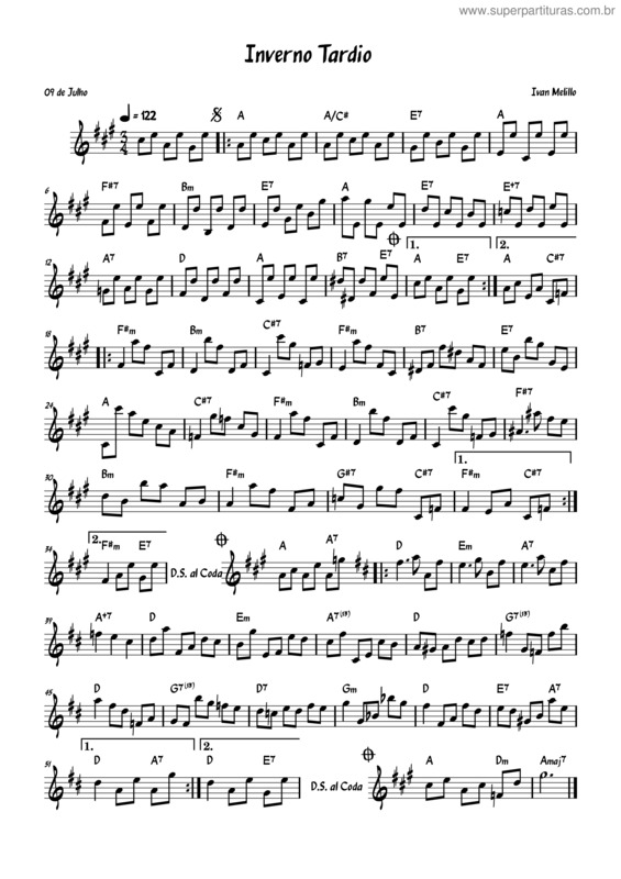 Partitura da música Inverno Tardio