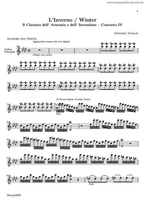 Partitura da música Inverno v.4