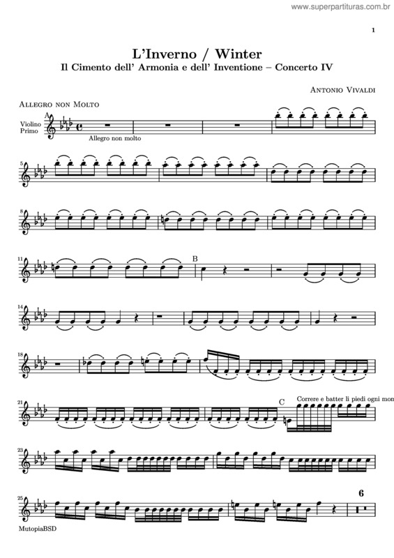 Partitura da música Inverno v.6