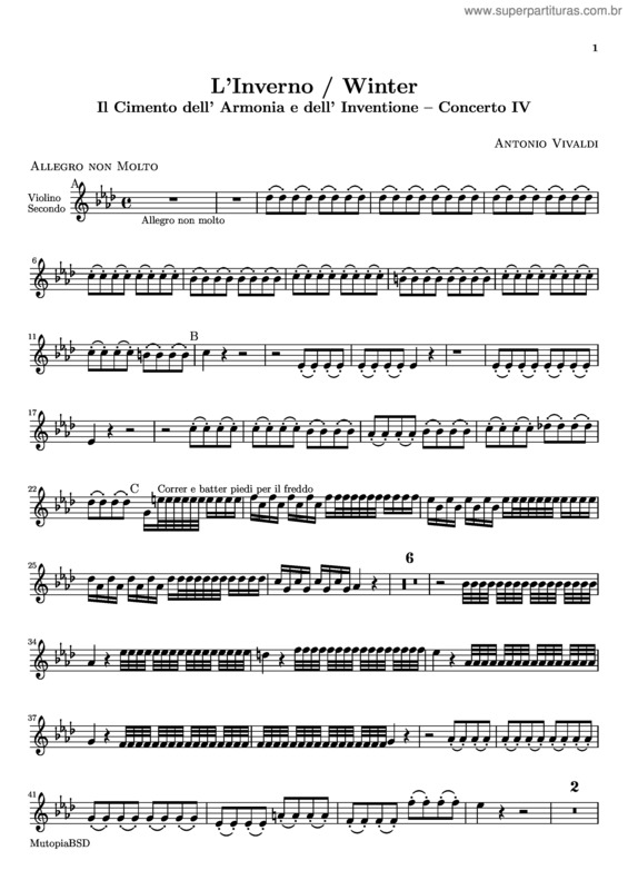 Partitura da música Inverno v.7