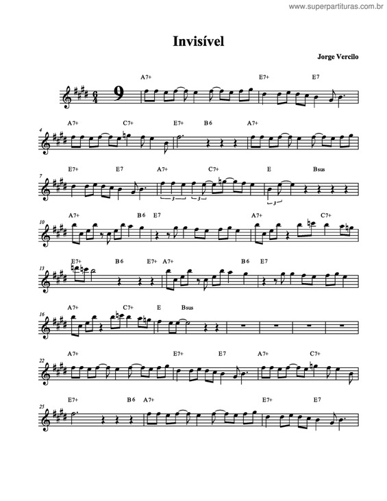 Partitura da música Invisível v.2