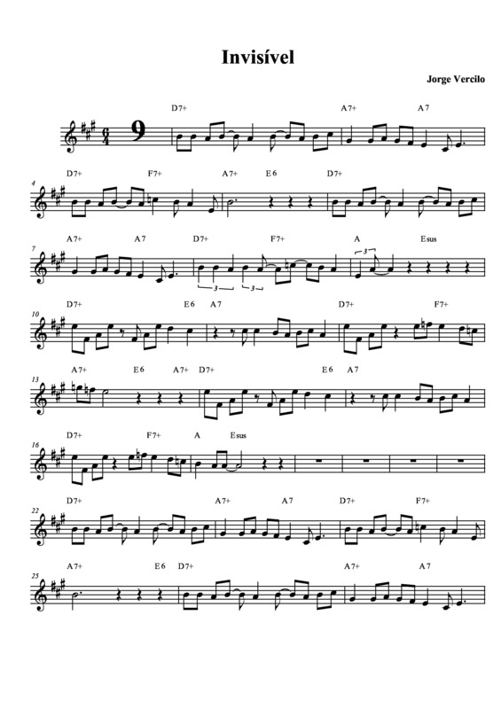 Partitura da música Invisível v.4