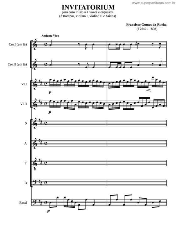 Partitura da música Invitatorium