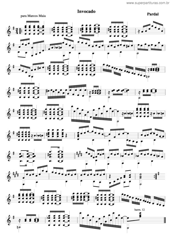 Partitura da música Invocado