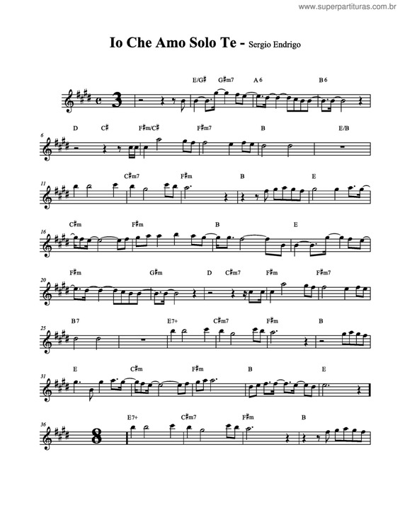 Partitura da música Io Che Amo Solo Te v.2