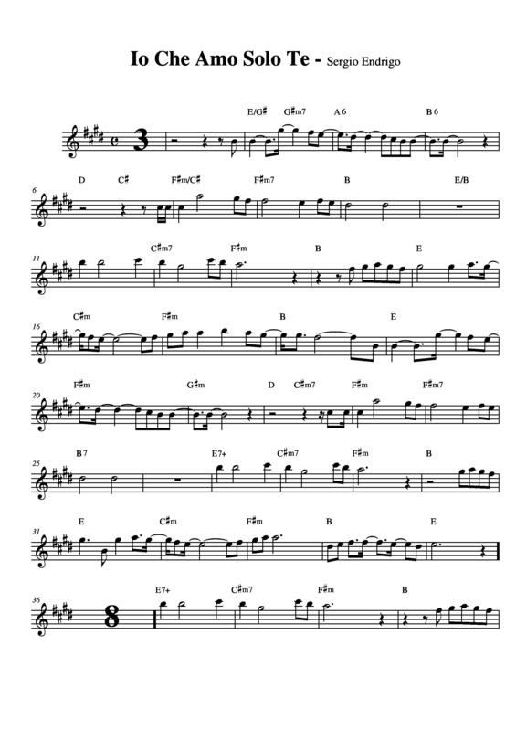 Partitura da música Io Che Amo Solo Te v.3