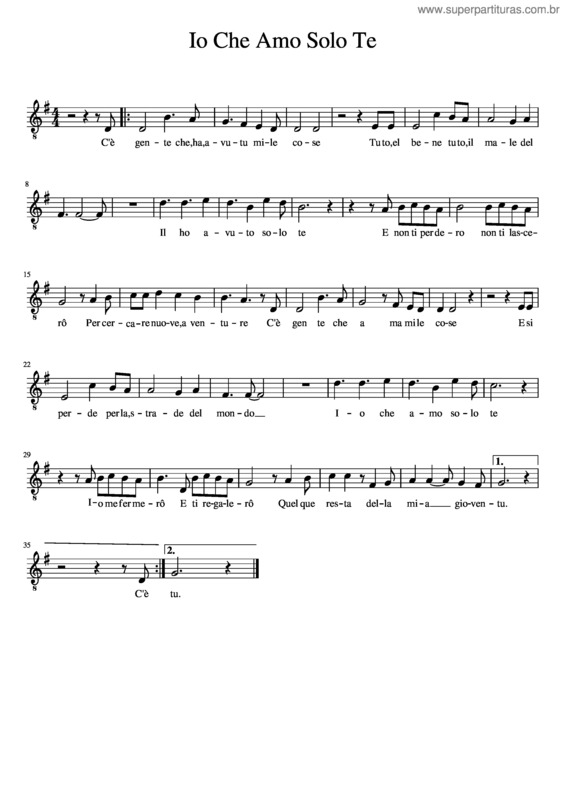 Partitura da música Io Che Amo Solo Te v.6