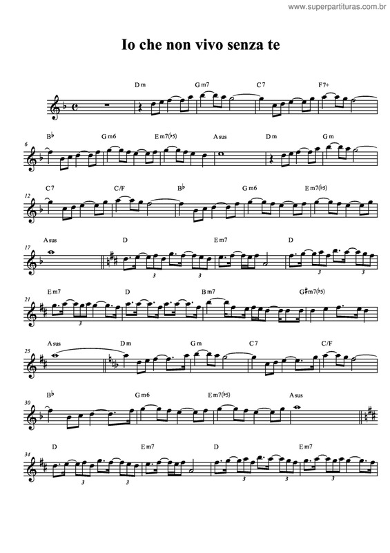 Partitura da música Io Che Non Vivo Senza Te v.2