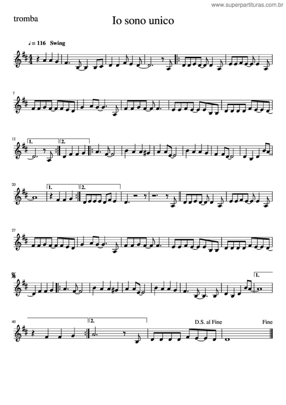 Partitura da música Io Sono Unico
