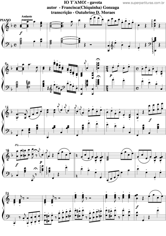 Partitura da música Io T´Amo