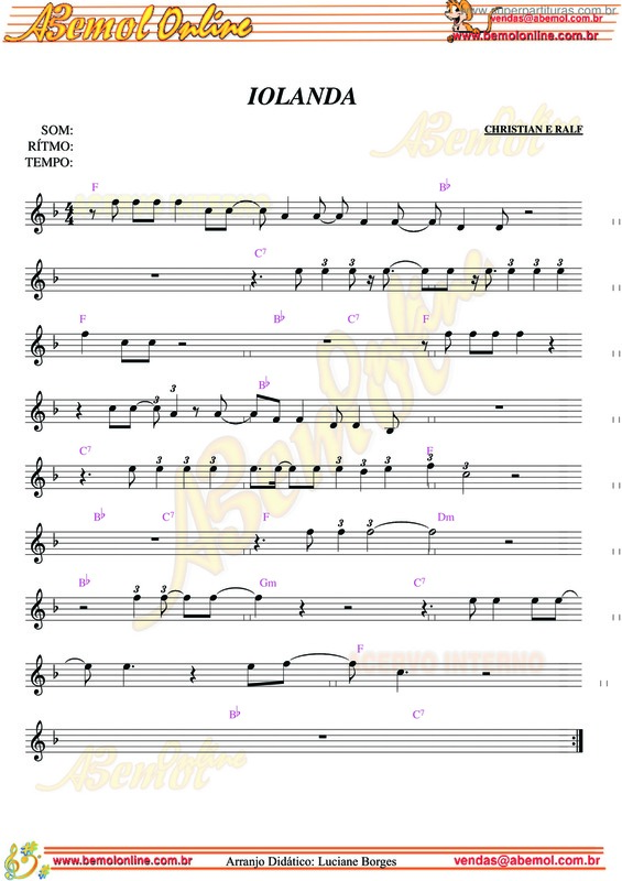 Partitura da música Iolanda v.2