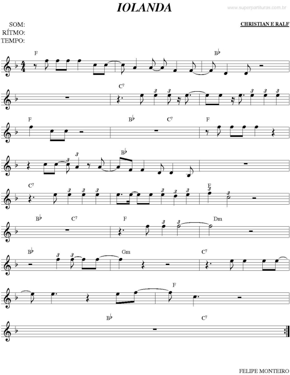 Partitura da música Iolanda