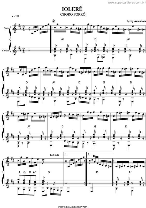 Partitura da música Iolerê