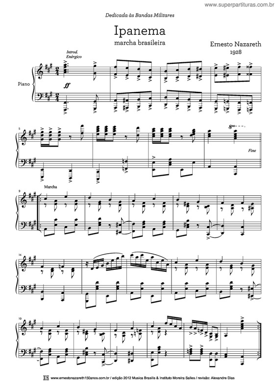 Partitura da música Ipanema v.3