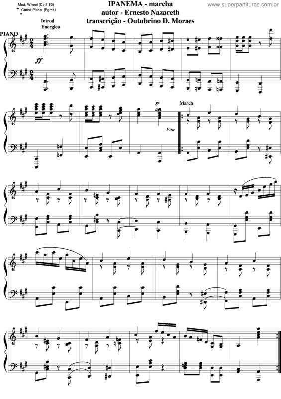 Partitura da música Ipanema v.4