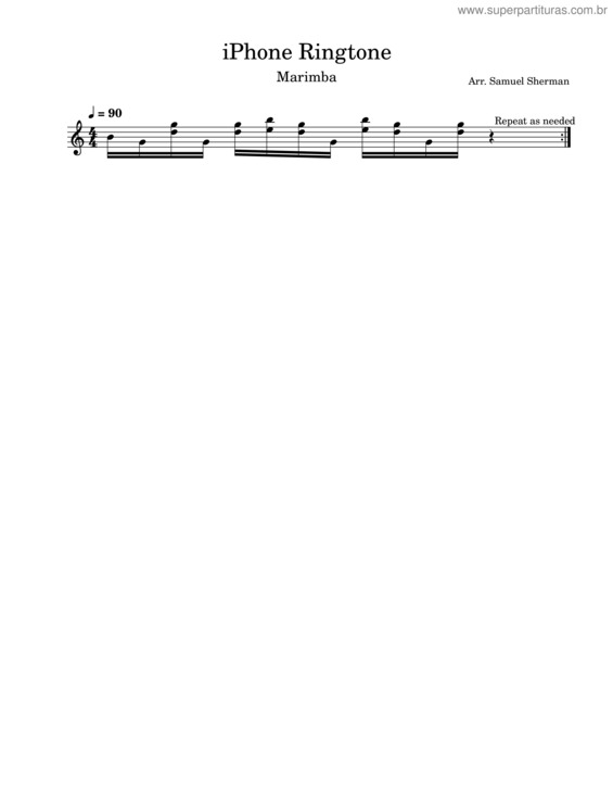 Partitura da música Iphone Ringtone – Marimba – Arr. Samuel Sherman