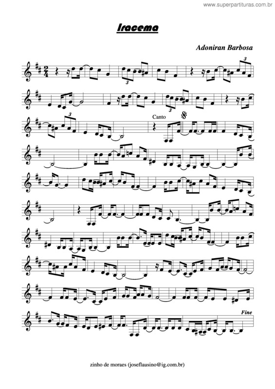 Partitura da música Iracema v.2