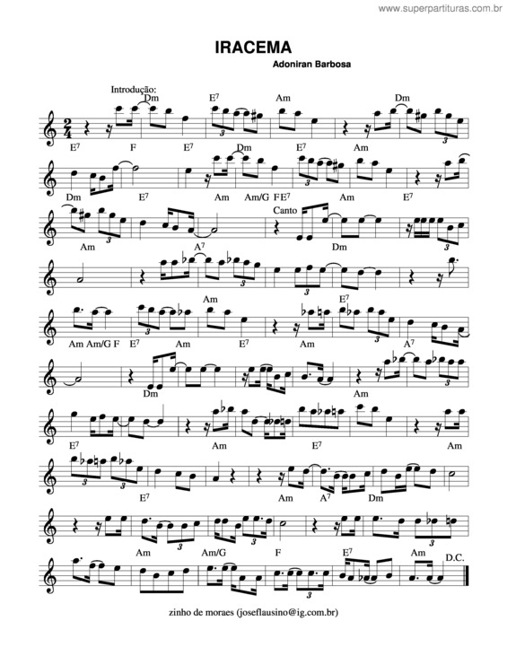 Partitura da música Iracema v.3