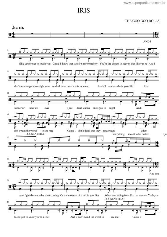 Partitura da música Iris – Goo Goo Dolls v.2
