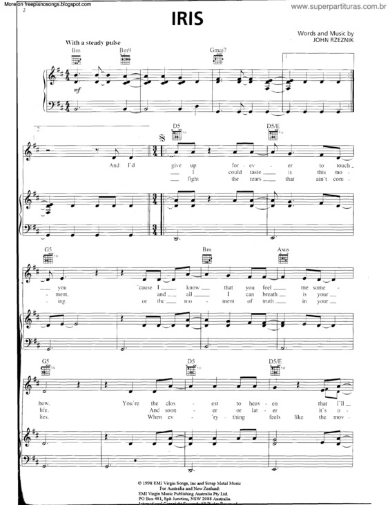 Partitura da música Iris v.7