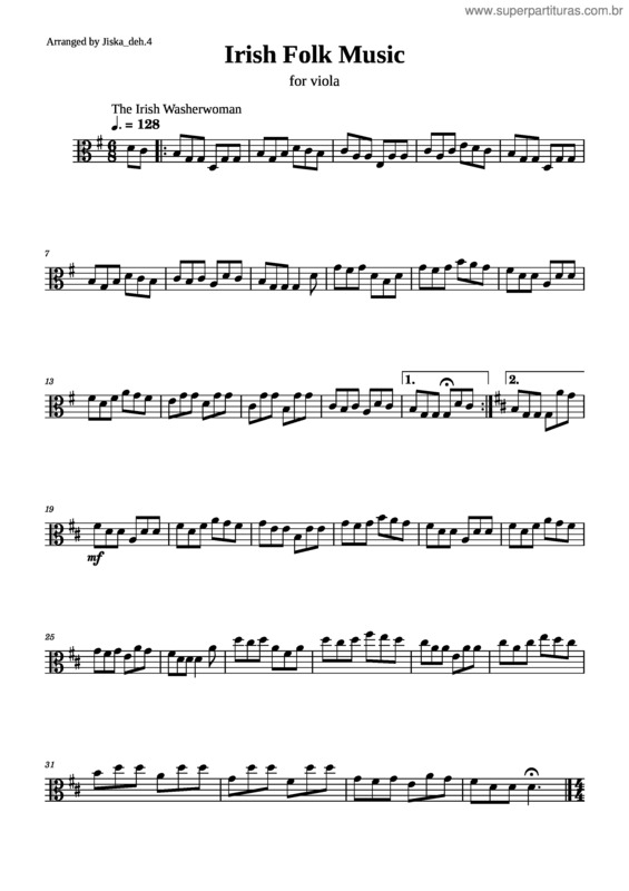Partitura da música Irish Folk Music For Viola