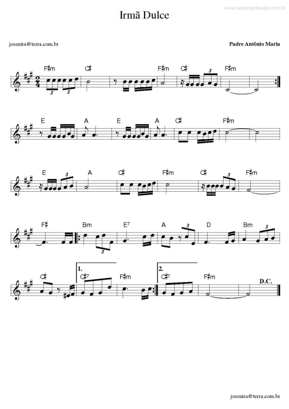 Partitura da música Irmã Dulve