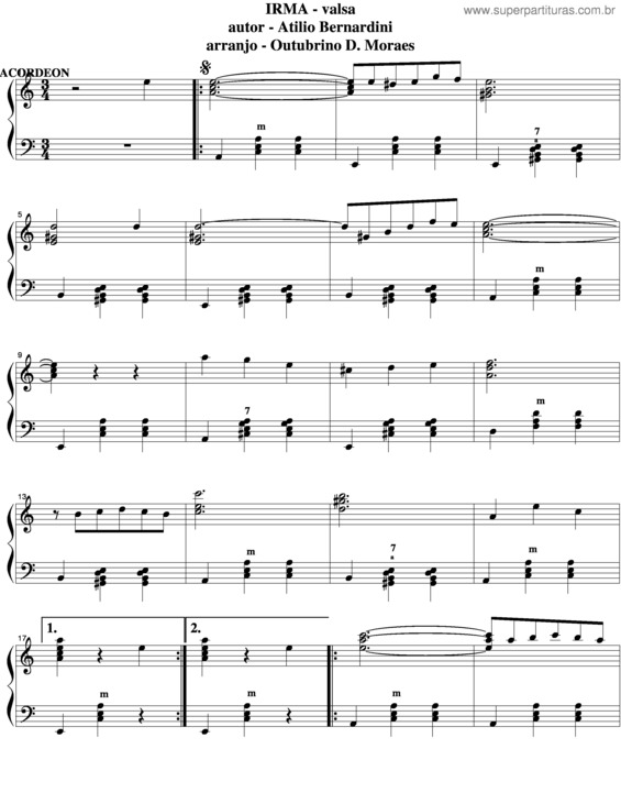 Partitura da música Irma v.3