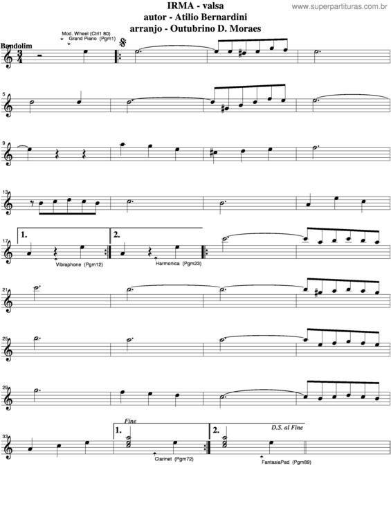 Partitura da música Irma v.4