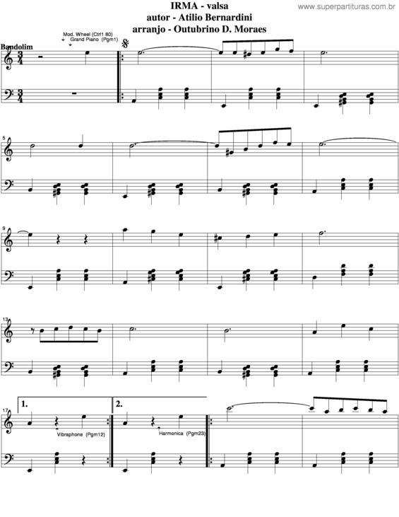 Partitura da música Irma v.5