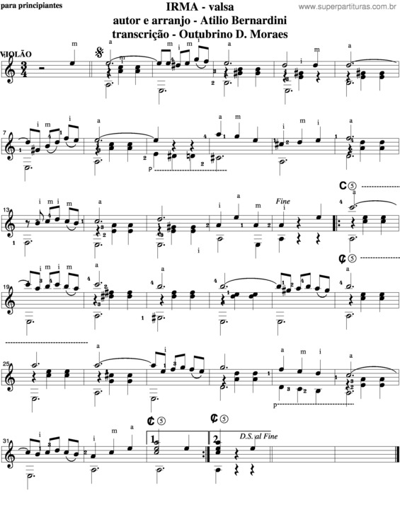 Partitura da música Irma