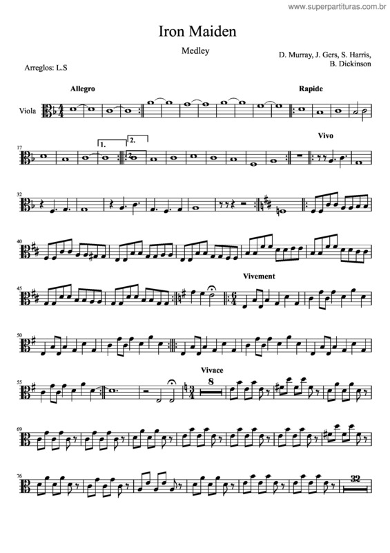 Partitura da música Iron Maiden Viola