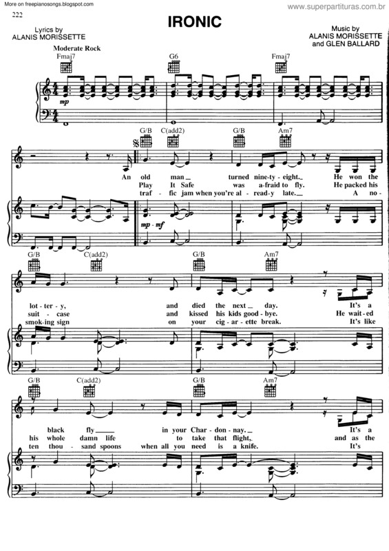 Partitura da música Ironic