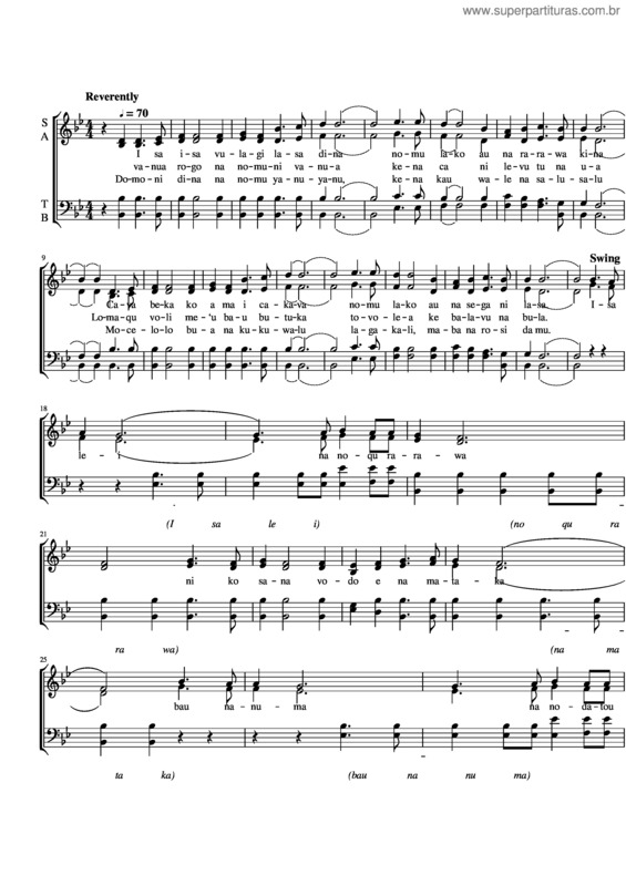 Partitura da música Isa Lei