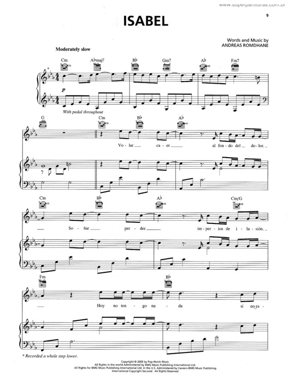 Partitura da música Isabel