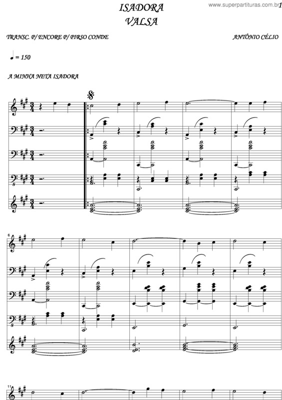 Partitura da música Isadora 