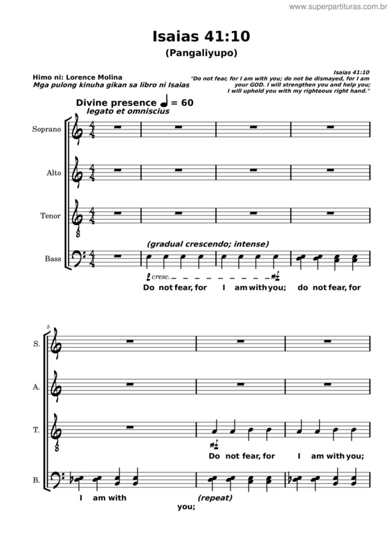 Partitura da música Isaias 41:10