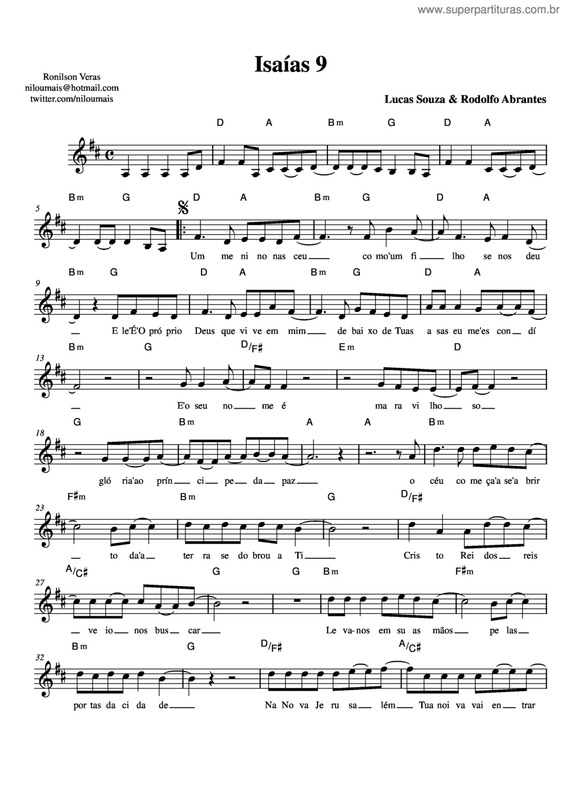 Partitura da música Isaías 9