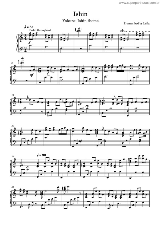 Partitura da música Ishin Theme
